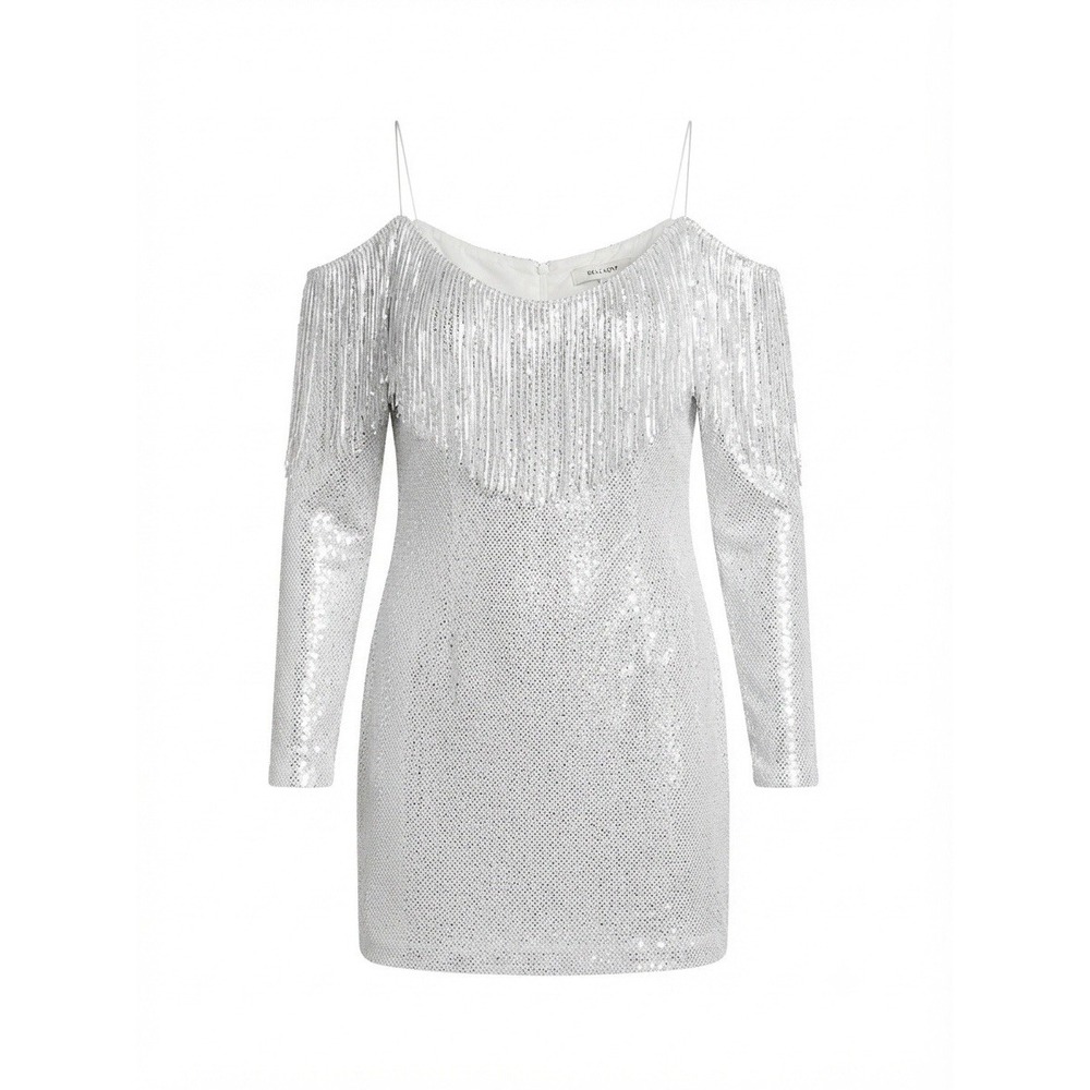 Meshki Beaded Dress White Formal Club Party XS Preppy Unique